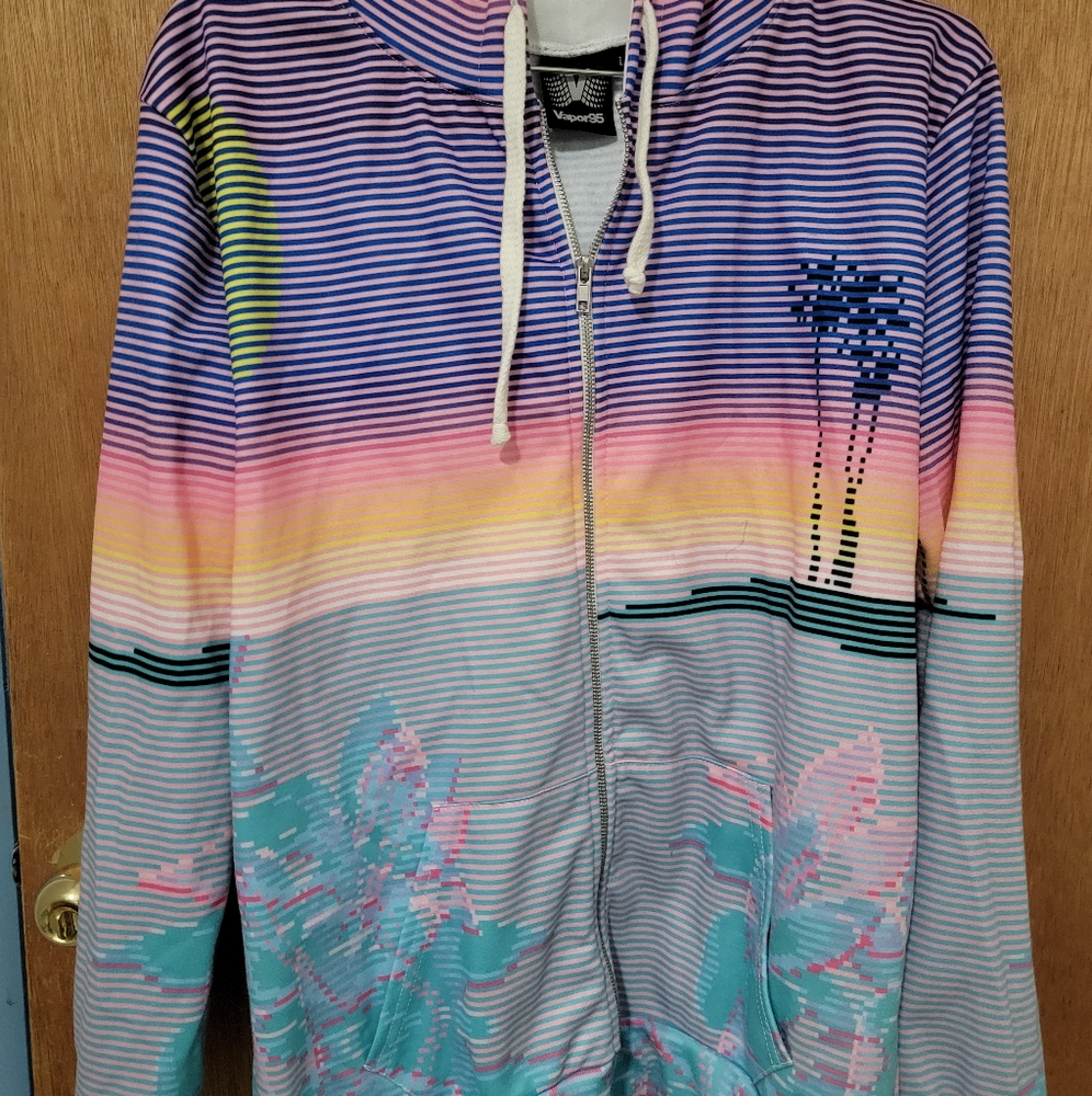 Vapor95 All Over Print Zip Up Sunset Hoodie Size L